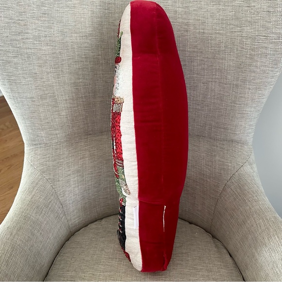 Nutcracker Oversized Holiday Christmas Beaded, Sequins & Velvet Throw Pillow - Picture 7 of 11